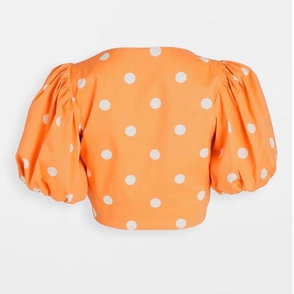 For Love and Lemons Auburn Dot Crop Top in Tangerine Small - Picture 3 of 4